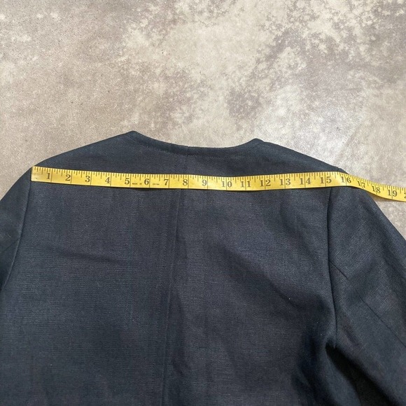 Talbots Blazer‎ Womens 10P Linen Black Collarless 4 Button Front Lightweight - Picture 4 of 9